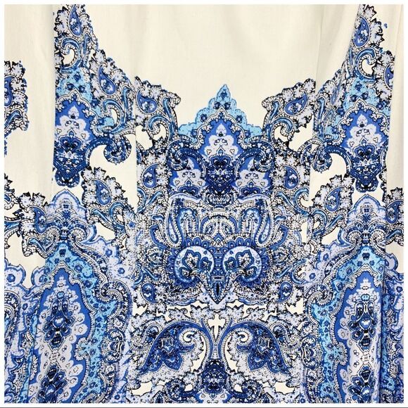 Maggy London Sleeveless Dress | Fit‎ and Flare Blue White 8 - Picture 6 of 14